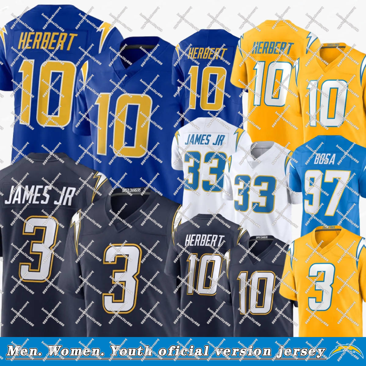 Los Angeles city ChargersS jersey Justin Herbert Ladd McConkey Derwin James Joe Alt Joey Bosa LaDainian Tomlinson Khalil Mack Will Dissly Football Jerseys