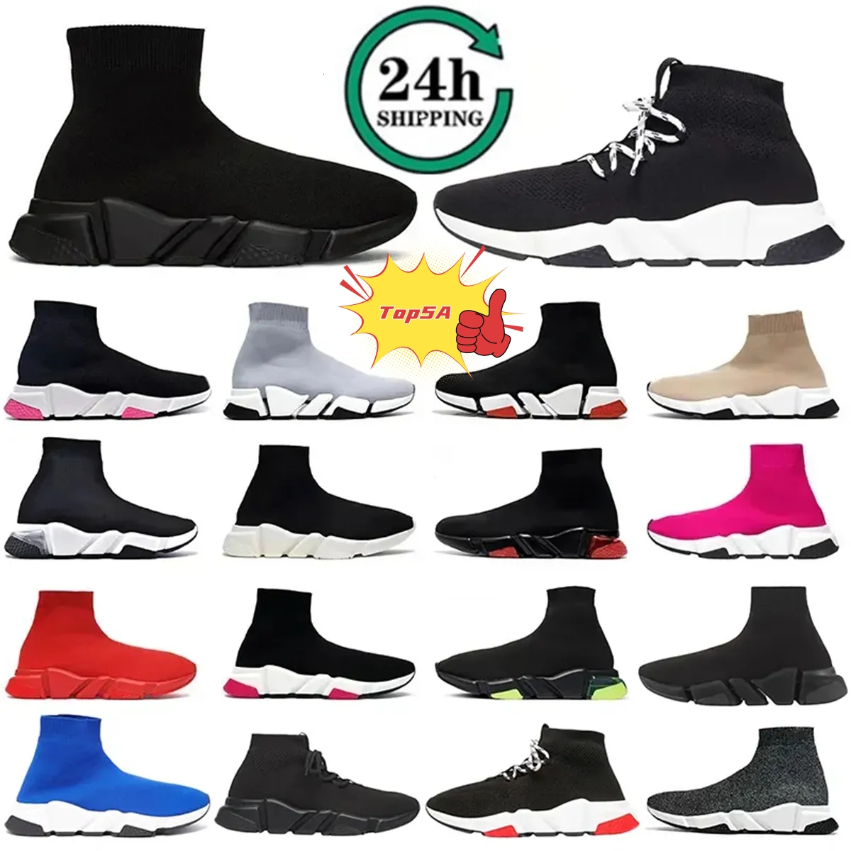 Designer Shoes Socks Shoes Sock Speed Knit Men Women Graffiti White Black Red Beige Pink Clear Sole runner trainers flat Loafers platform sneakers casual Chaussure