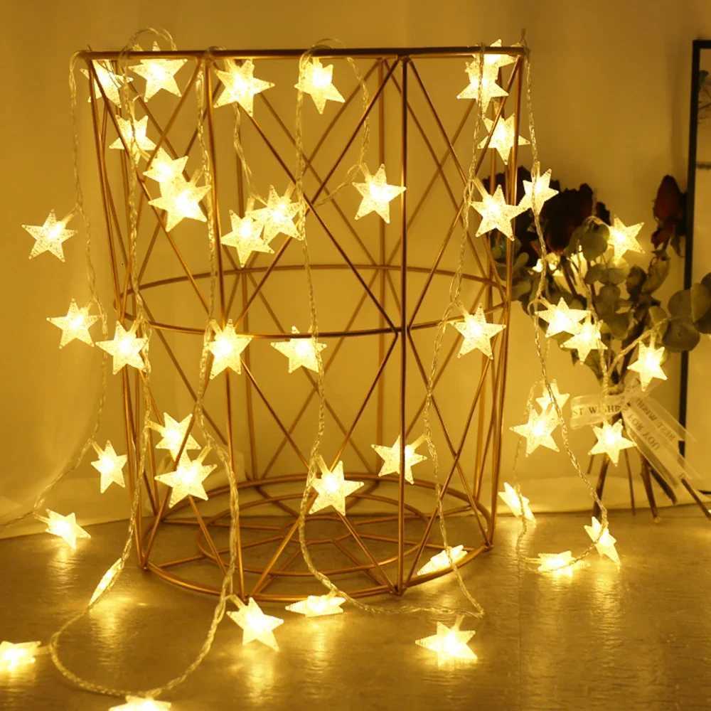 LED Star Fairy Lights Outdoor Chain Lights Garland Bulb String Lights Party Home Wedding Terrace Garden Christmas Decoration W251107