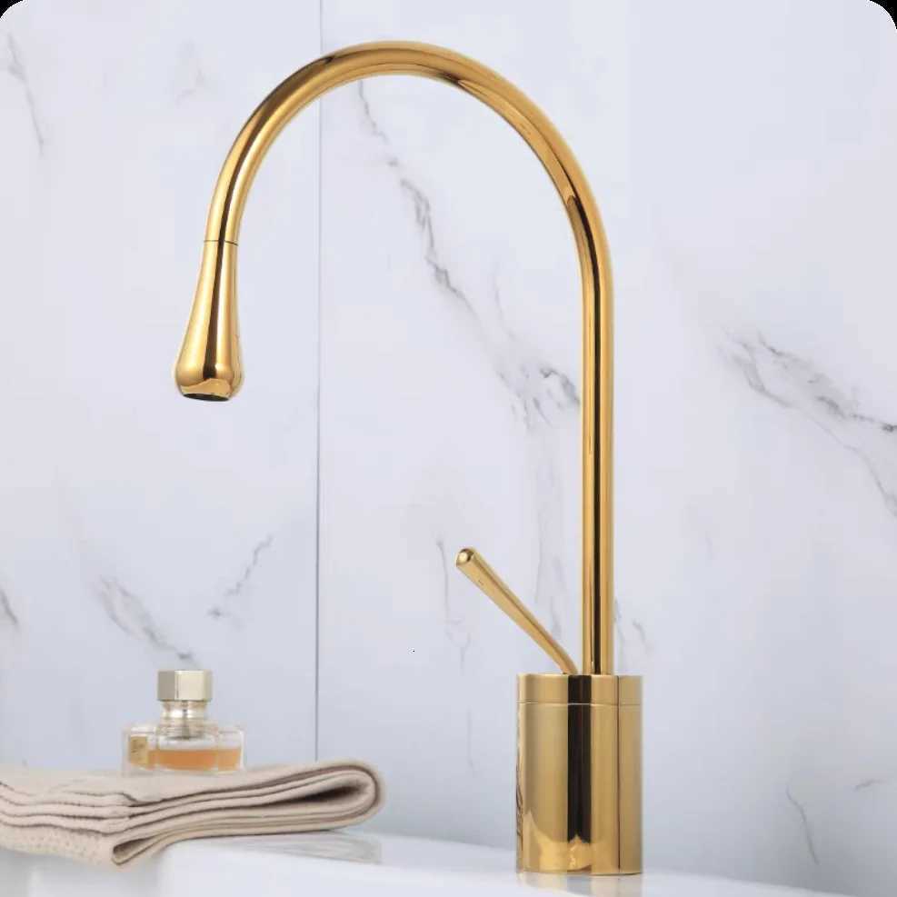 Modern Basin Faucet Bed Gold Black Silver Faucet Deck Mounted Basin Sink Tap Mixer Hot Cold Brass Tap for Bathro H251107