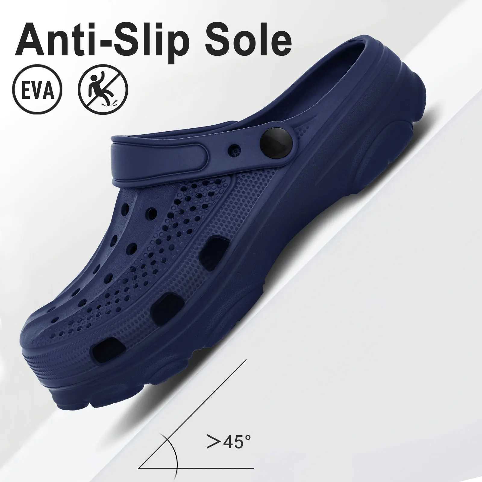 Shevalues Fashion Men Clogs Slippers Casual Hole Beach Sandals Outdoor Men Garden Shoes Summer Soft Sandals Home Bathroom Slides M250519