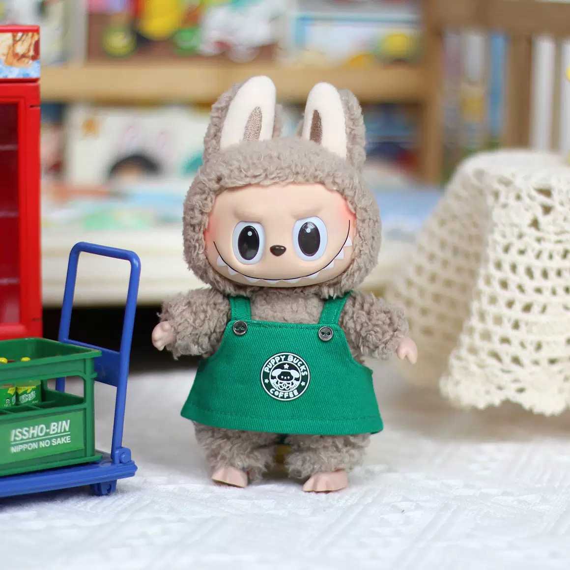17cm Plush Dolls Clothes Labubu The Monsters Outfit Accessories Clothing Cartoon Green Coffee Dress Christmas Hat Scarf EE19AT250307