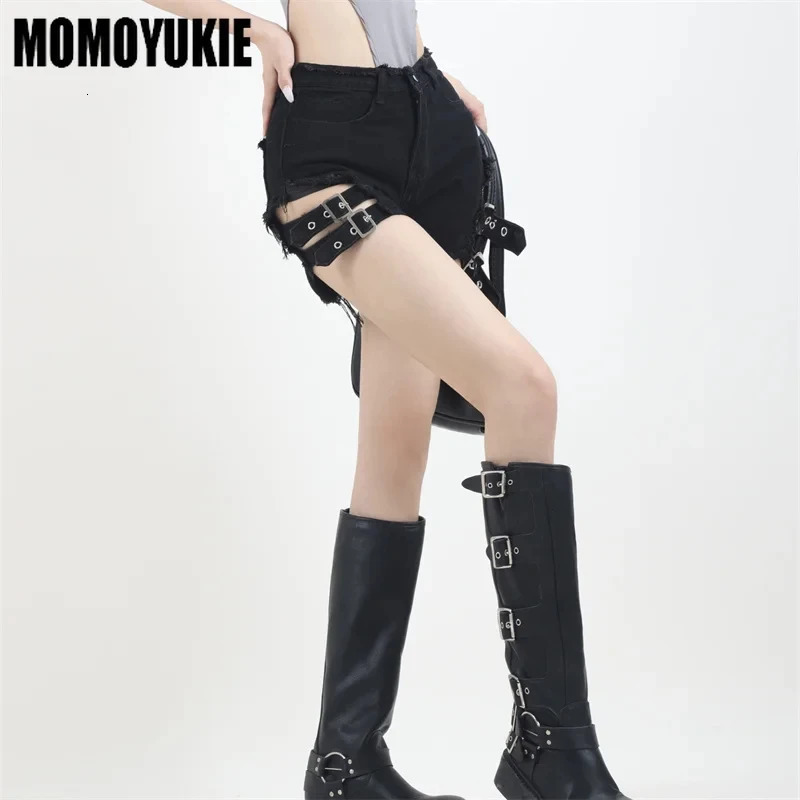 Summer Vintage Trend s Harajuku High Waisted Irregular Denim Shorts Goth Rock Sexy Women Shorts Slimming Versatile 250407