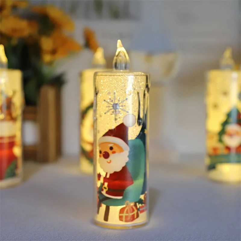 4pcs LED Crystal Transparent Candle Electronic Candle Light Christmas Atmosphere Light Childrens Gift Bedroom Nightlight W251107