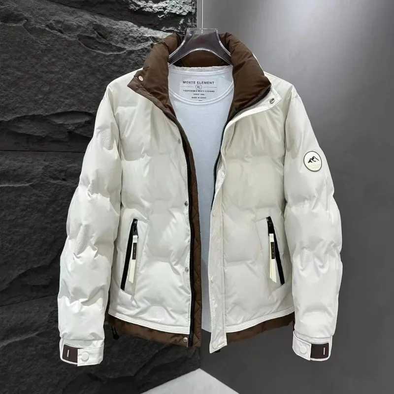 2025 mens winter new thickened white duck down jacket youth stand-up collar short down jacketT251107
