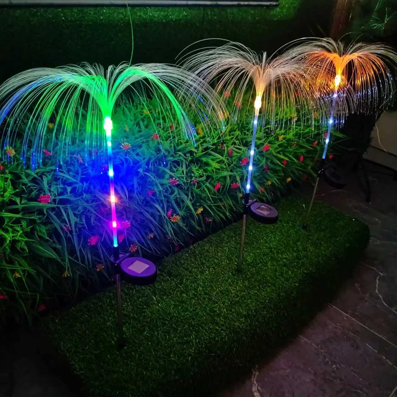 Outdoor Waterproof Yard Christmas Pathway Lawn Wedding Party Decoration Solar Power Flowers Lamp Solar Jellyfish Garden Lights W251107