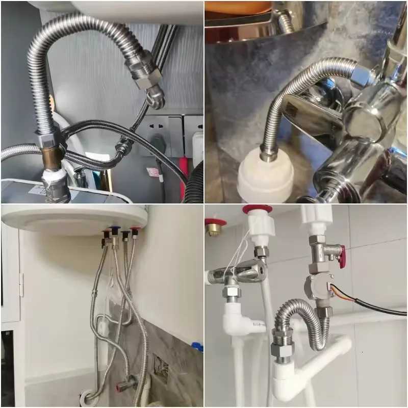 1PC 20/40/60/80/100/150/200cm G1/2 Inch M Fem Connector Cold Hot Water Hose SUS304 Faucet Connection Tube Corrugated Pipe Y251107