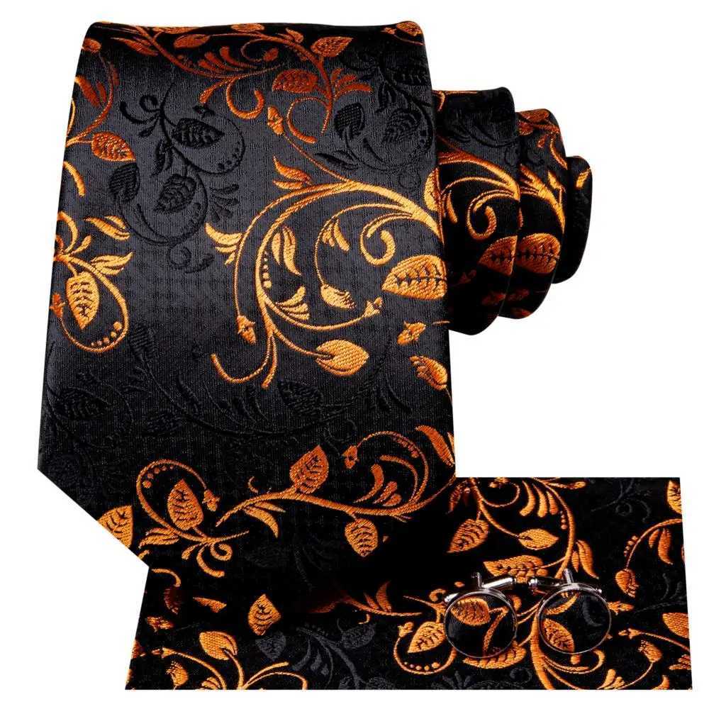 Hi-tie Design Black Solid Dot Silk Wedding Tie For Men Hanky Cufflink Gift Men Necktie Gravata Set Fashion Business Dropsing X250407