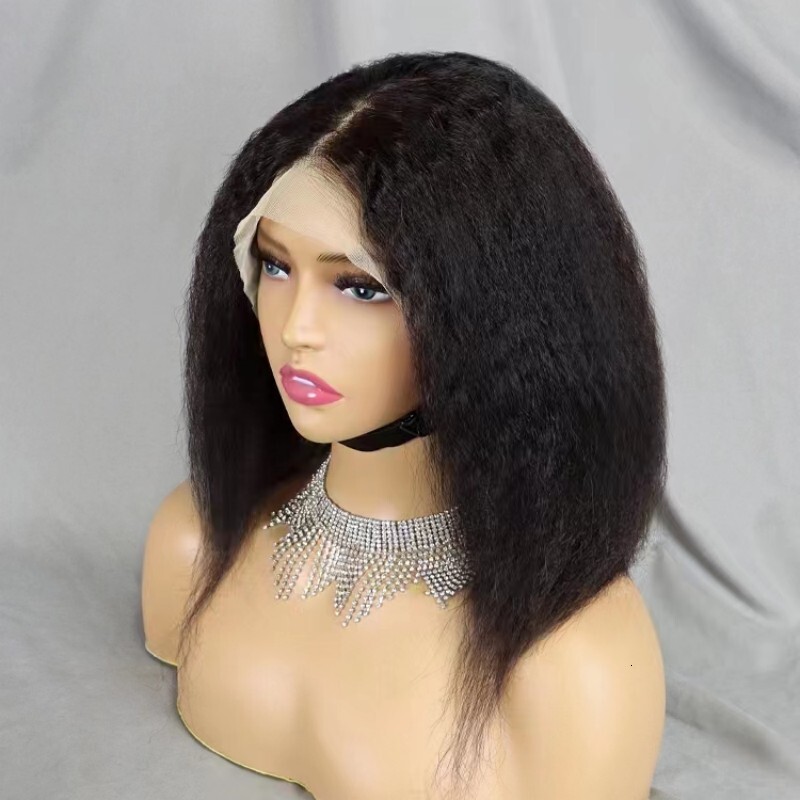 12A Kinky Straight Bob 13*4 Lace Frontal Brazilian Hair Wig