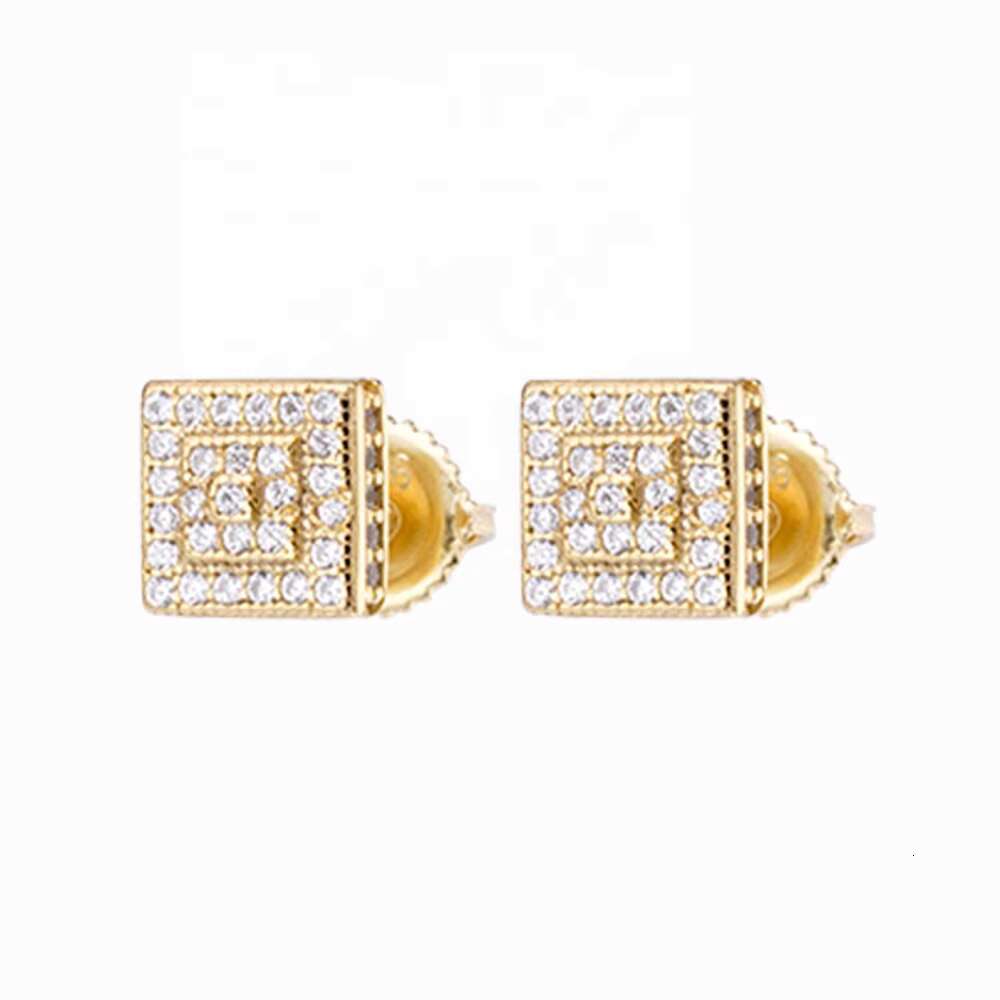 2021 New Design 7mm 14kt Gold Plated Cz Stone Moissanite Stud Earring for Women and Men