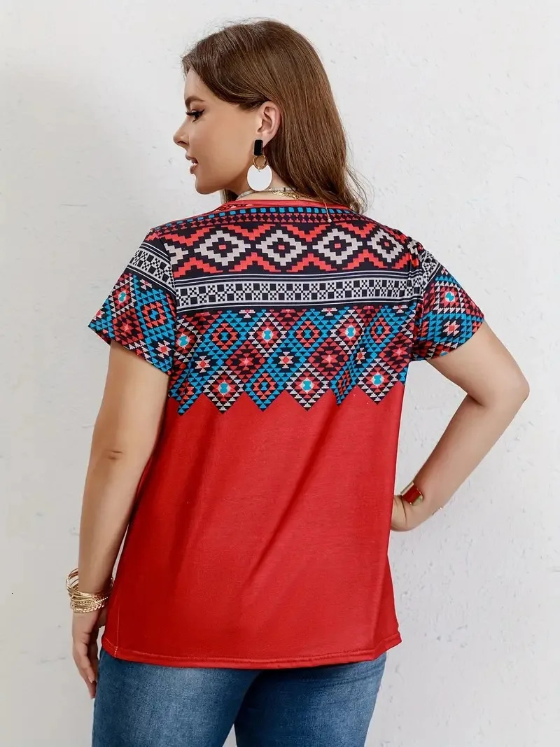Womens Tshirt Plus Top Fashion Clothing Southwest Printed Casual Round Neck Short Sleeve 250407