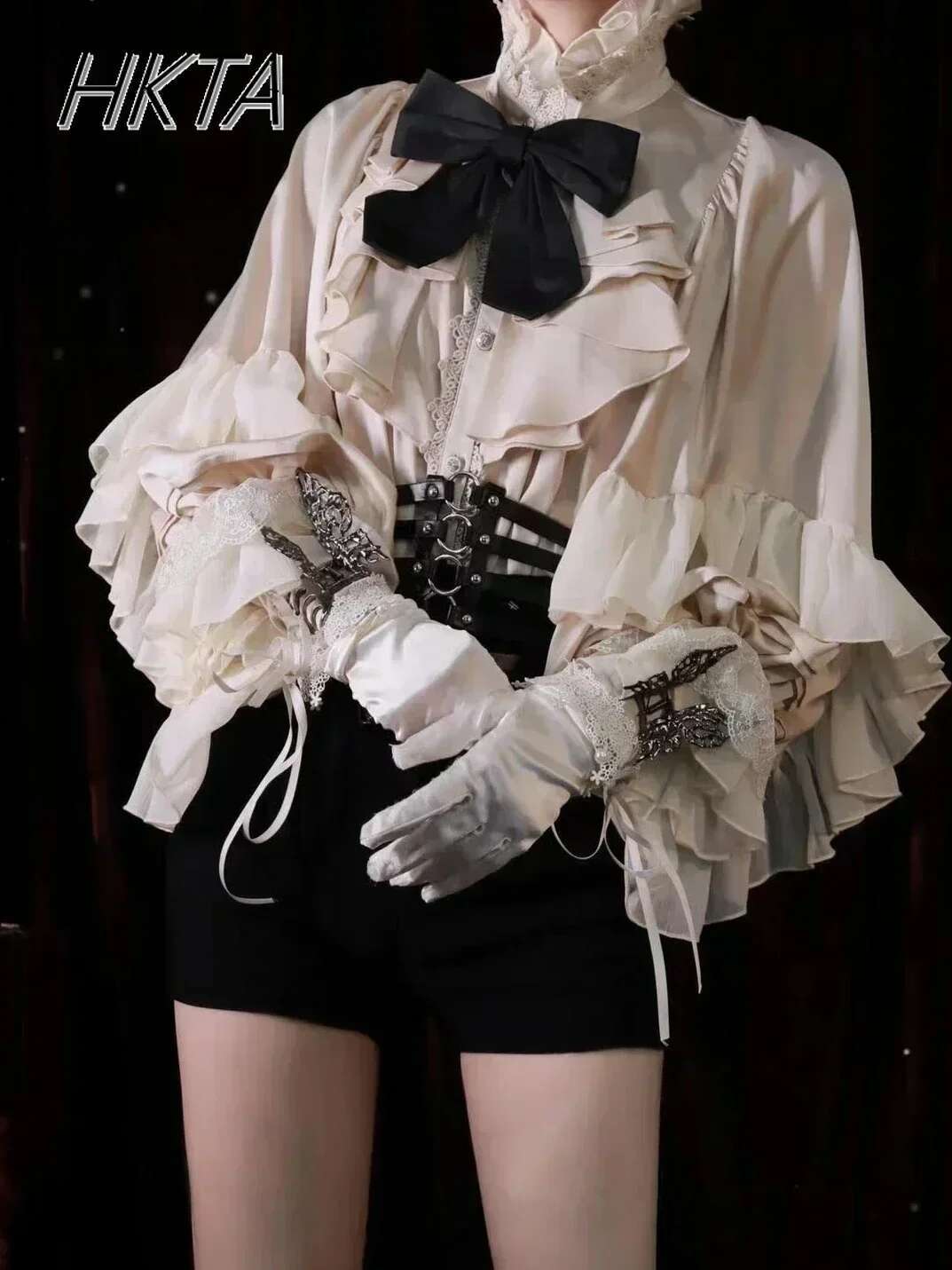 Gothic Style Batwing Sleeve Shirt Women Lolita Loose Spring Autumn Ladies Elegant Red And Black Top Solid Color Blouse