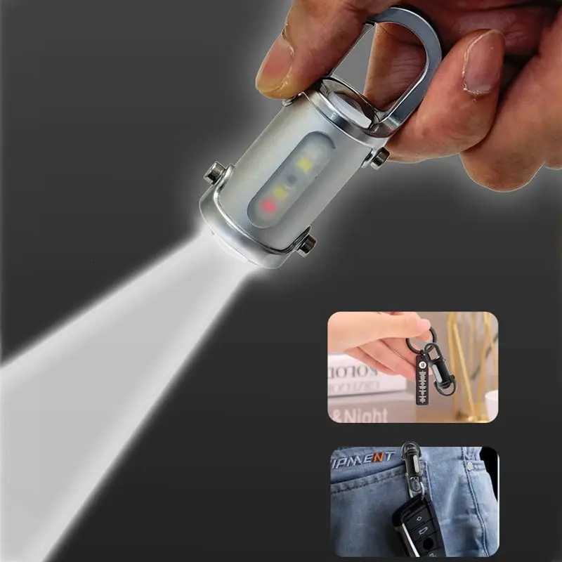 1200LM Super Bright Mini Keychain Flashlight Waterproof Multifunctional Camping Flashlight Rechargeable USB Charging LED LightW251106