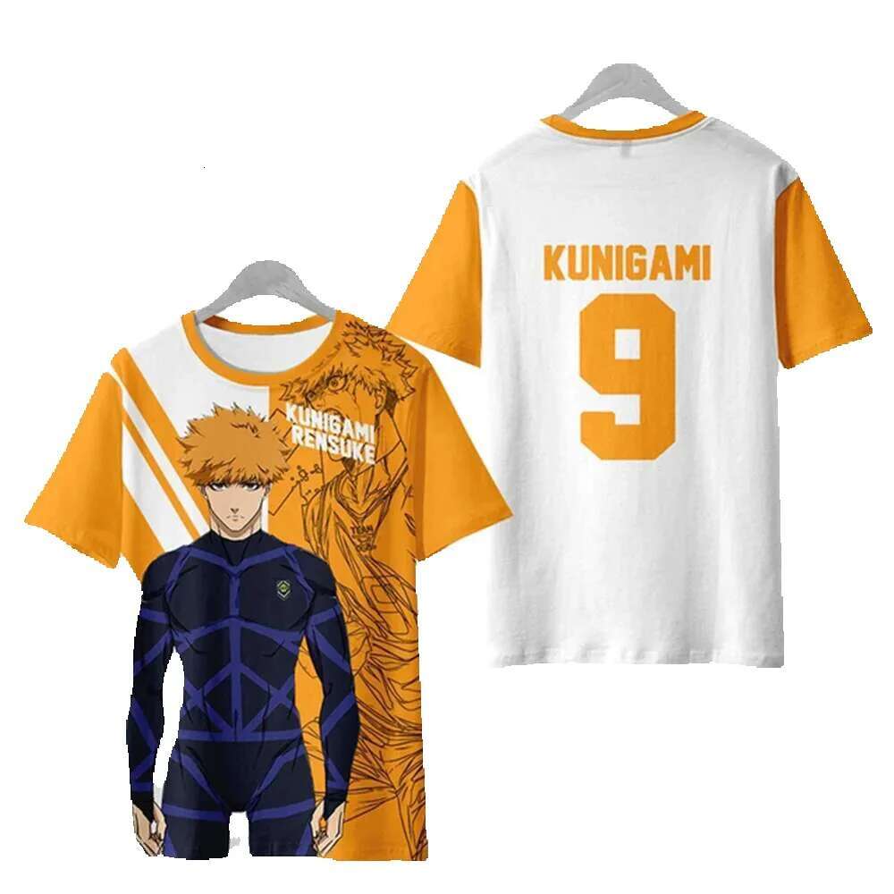 Men's women's animated T-shirts, 3D lockable blue printed streetwear, casual and fashionable