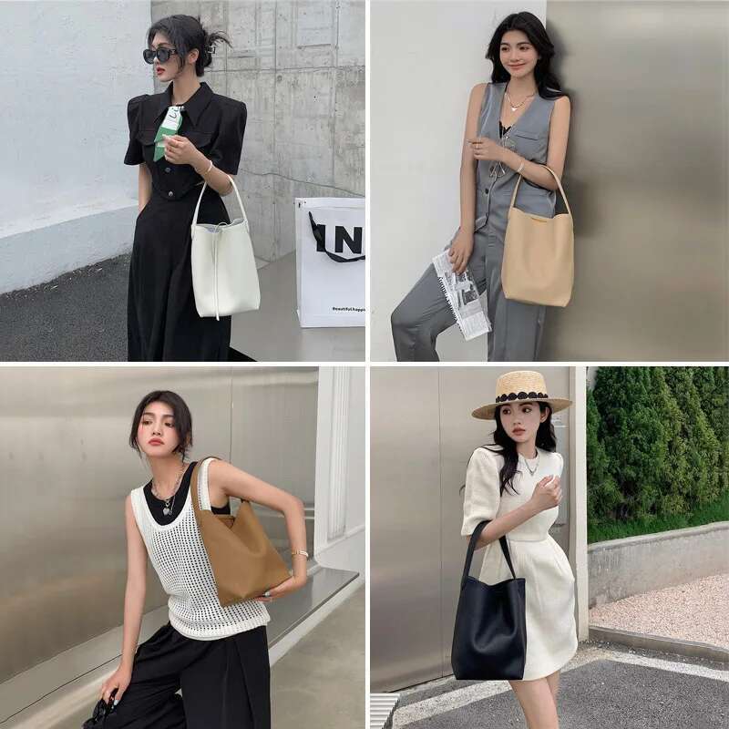 Hot Sale Women Lady Lazy Style Soft Leather Shoulder Bag Underarm Pack Female Casual Large Tote Bucket Handbag Wholesale New