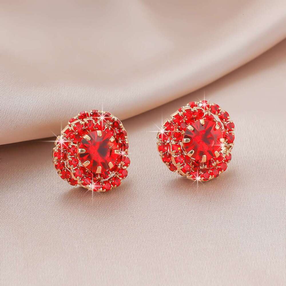 Earrings High grade Small fragrance Delicate small Zircon surround welding copper claw chain rhie earrings