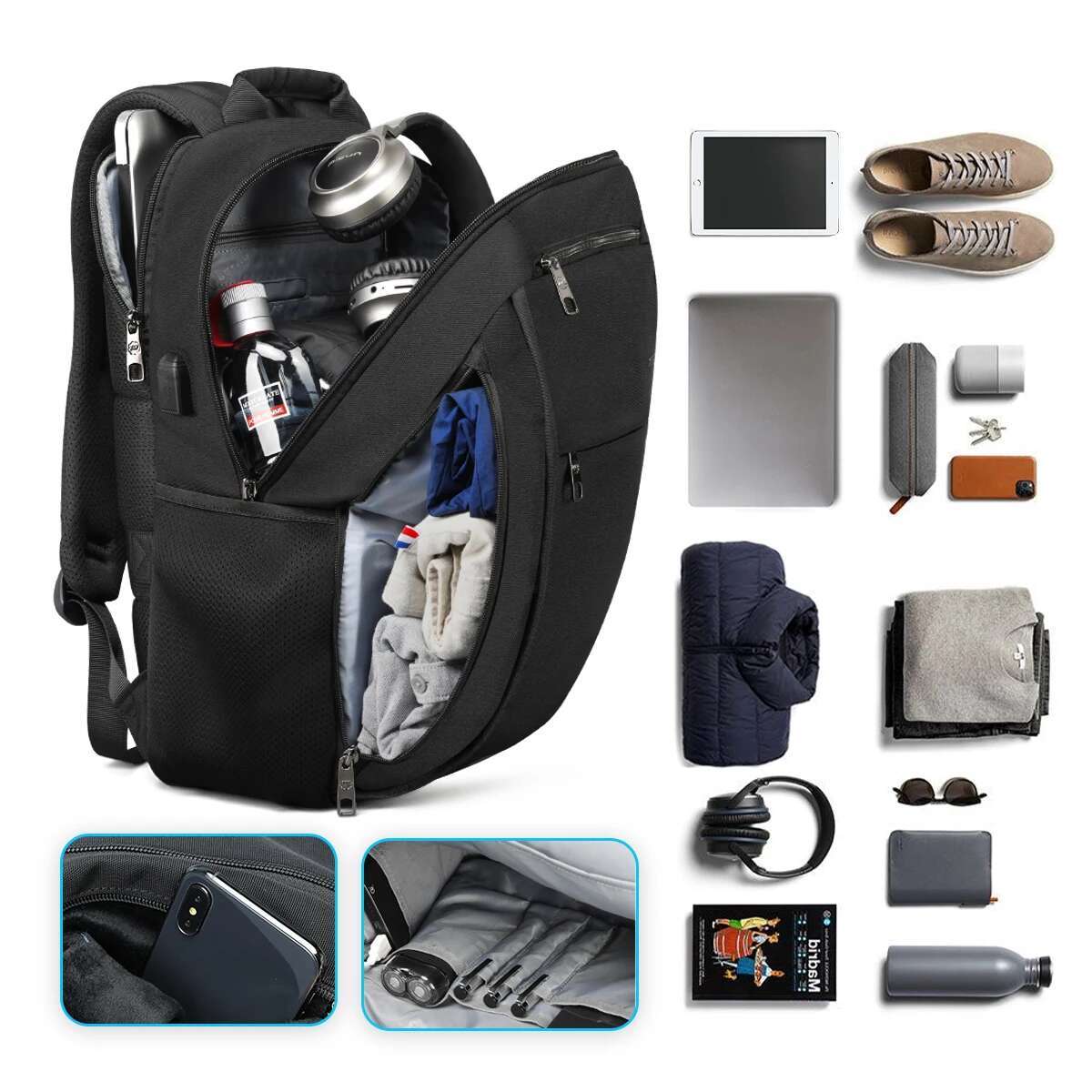 Tigernu New Anti Foug Casual USB Charging For 15.6 17Inch Laptop Splashproof Men Women Fashion Backpack