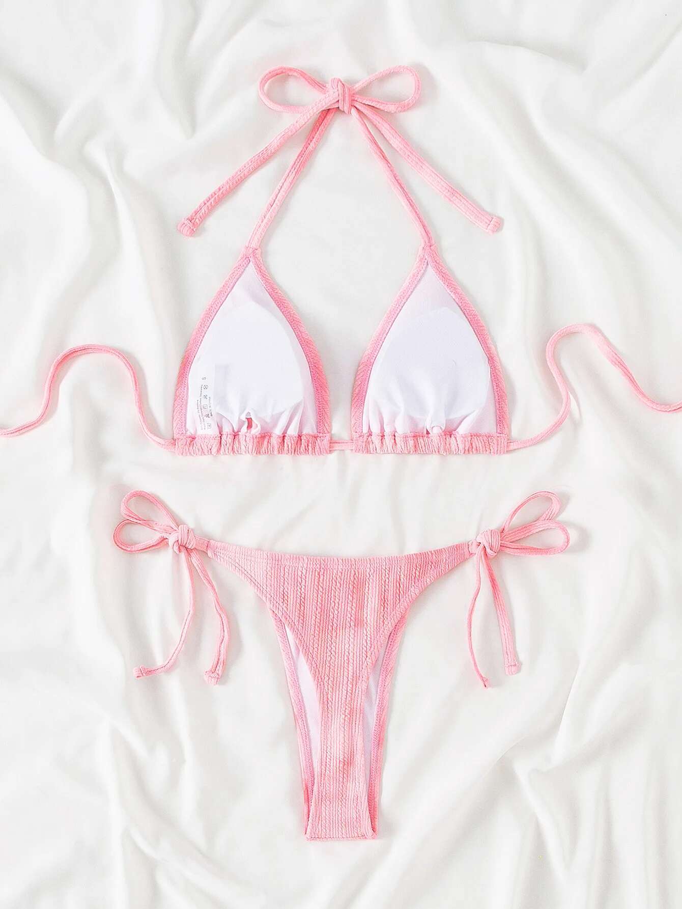 Dongdumaoyi Sexy Pink Bikini Women Halter Push Up Bra Micro Swimsuit Brazilian Holiday Bathing Suit Tie Side Thong Swimwear Biquini