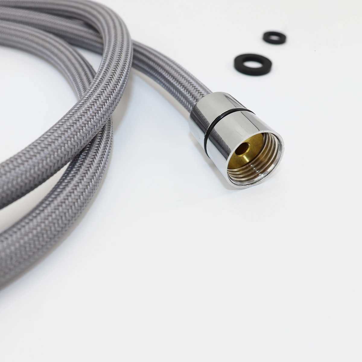 F1/2 M151 Nylon Braided ible Hose Stainless Steel Hose Kitchen Faucet Pl Out Hose Silica Gel Inner Tube Gray Black Chre Y251107