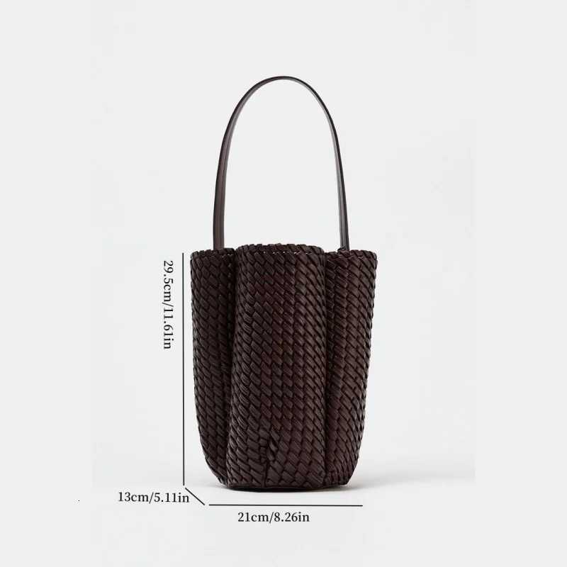 WOVEN EFFECT BUCKET BAG New Fashionable Handbag Purse For Women Shoulder Bags Luxury Designer Small Tote BagsW251107