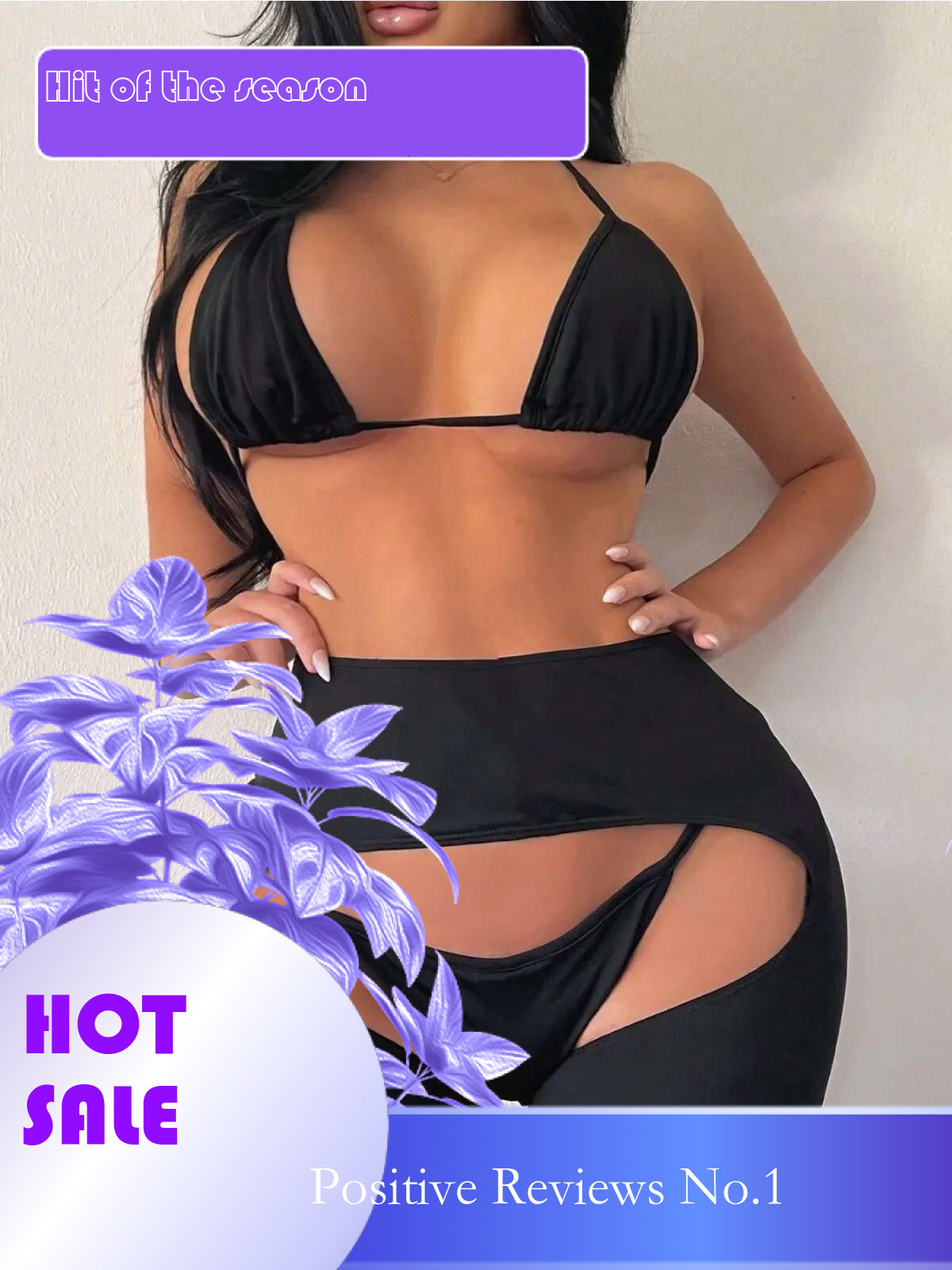 Dongdumaoyi Solid Color Piece Swimsuit For Women Sexy High Waist Hollow Out Bikini Set Triangle Bra Suspender Backless Beach Swimwear