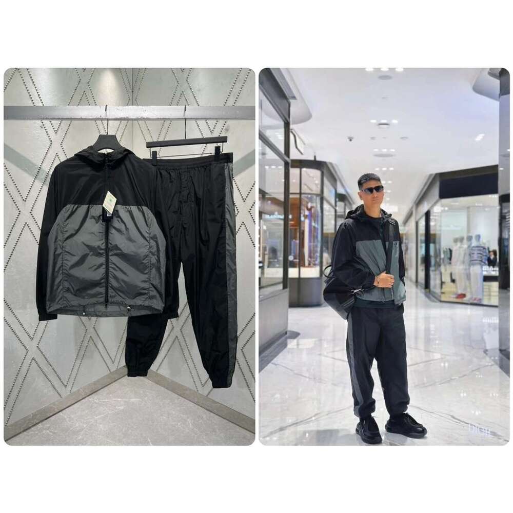 Early autumn new spliced contrasting zipper jacket casual pants set for both men and women