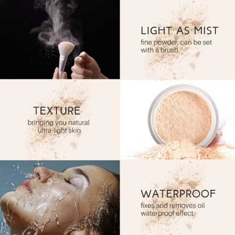Oil control loose powder Natural smooth waterproof makeup powder Soft concealer High gloss mineral powder cosmeticsXJ250407