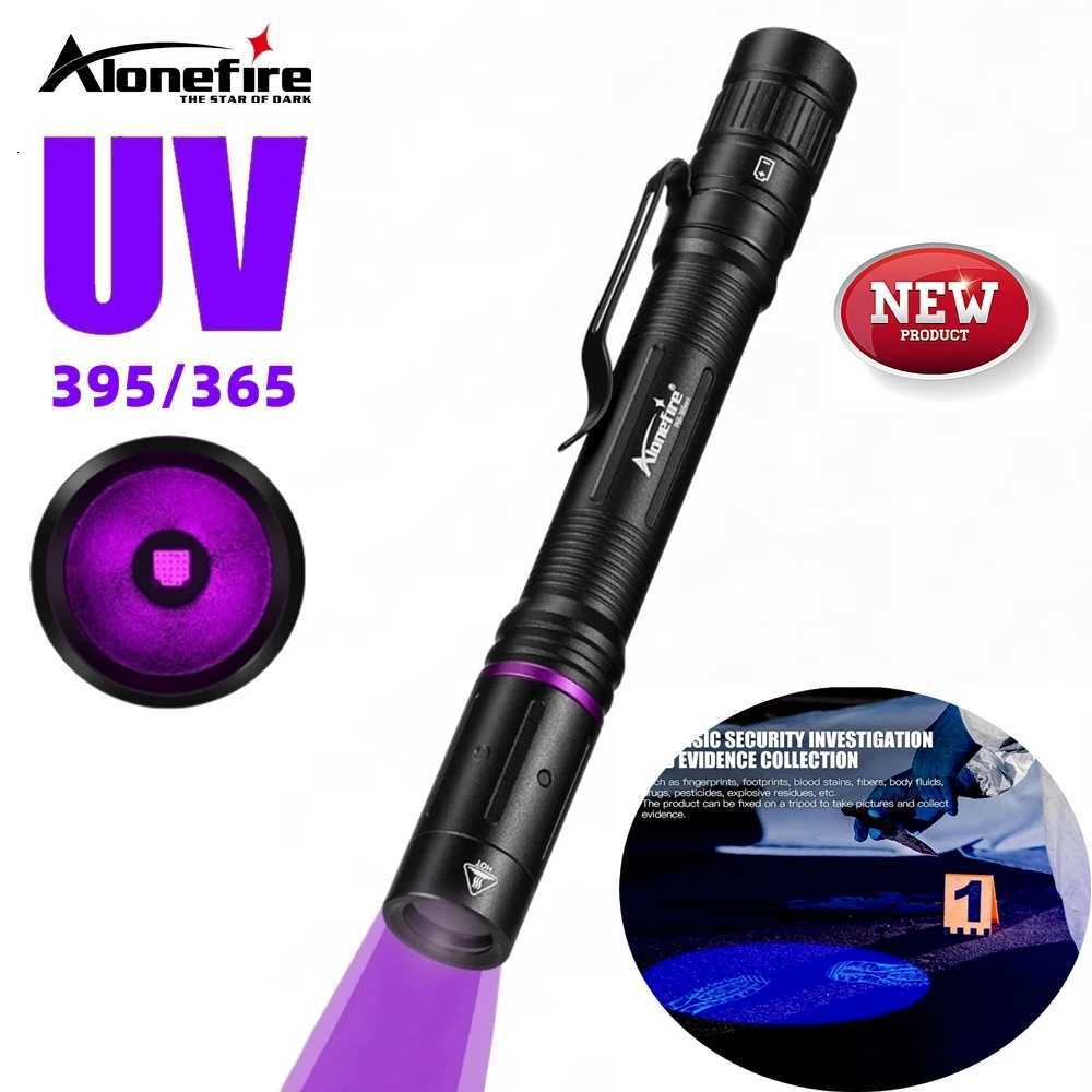 Mini UV Pen light LED Flashlight 365nm/395nm Invisible Marker Blacklight Torch Cat Pet Tinea Stain Marker Money Detection LampW251106