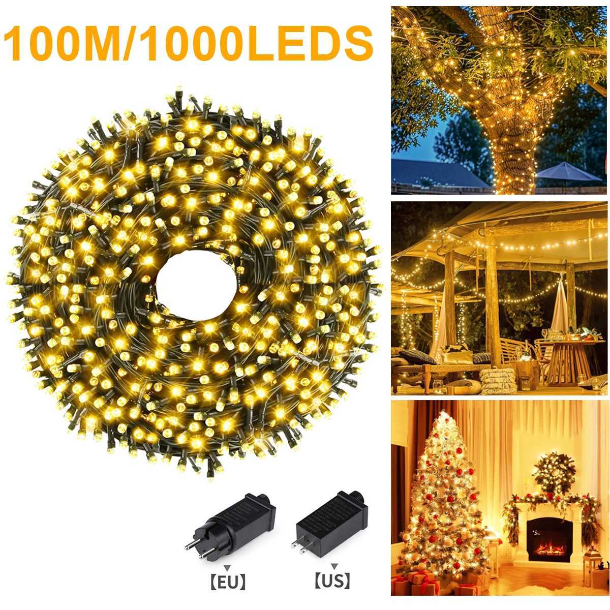 328FT-33FT 1000-100LEDS Fairy LED Patio String Light Outdoor Garden Garland Lawn Courtyard Lamp For Halloween Christmas Decor W251107