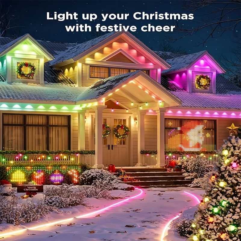 150ft 100ft 50ft Permanent Outdoor Lights Smart RGBIC Outdoor Lights with 75 Scene Modes String Lights with 90 LEDs for Garden W251107