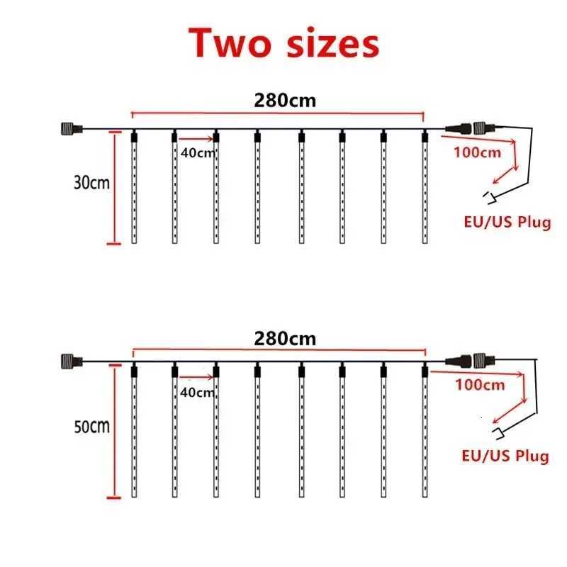 220V/110V LED Meteor Shower Lights Meteor Rain String Lights Wedding Christmas Outdoor Street Tree Decoration Holiday Lighting W251107