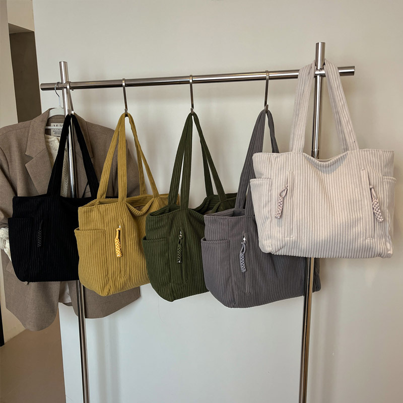 2025S Designer Women S Bag Autumn And Winter New Corduroy Tote Bag Korean Version Simple Large Capacity Versatile Casual Student Class Shoulder Handba