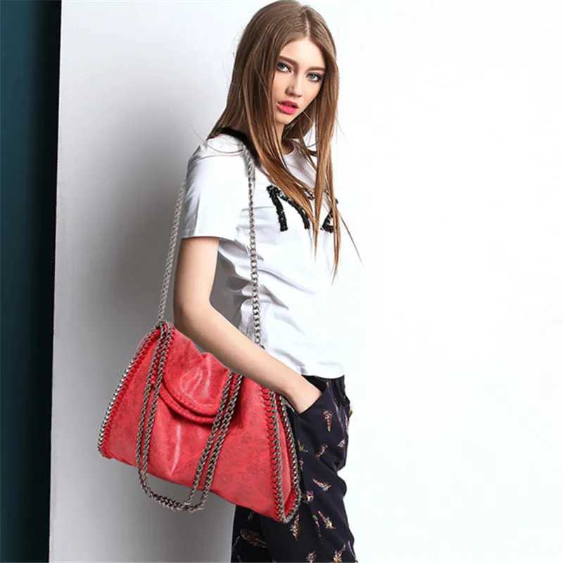 Fashion New Womens Chain Shoulder Bag Large Capacity Crossbody Tote Bag Female Foldable Solid Color Handbags Shopping BagsC250407