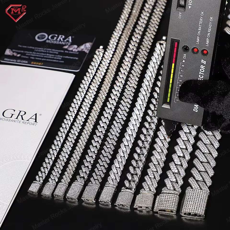 24mm Hip Hop Jewelry Cuban Chain Mens Vvs Moissanite 925 Sterling Silver Miami Moissanite Cuban Link Chain