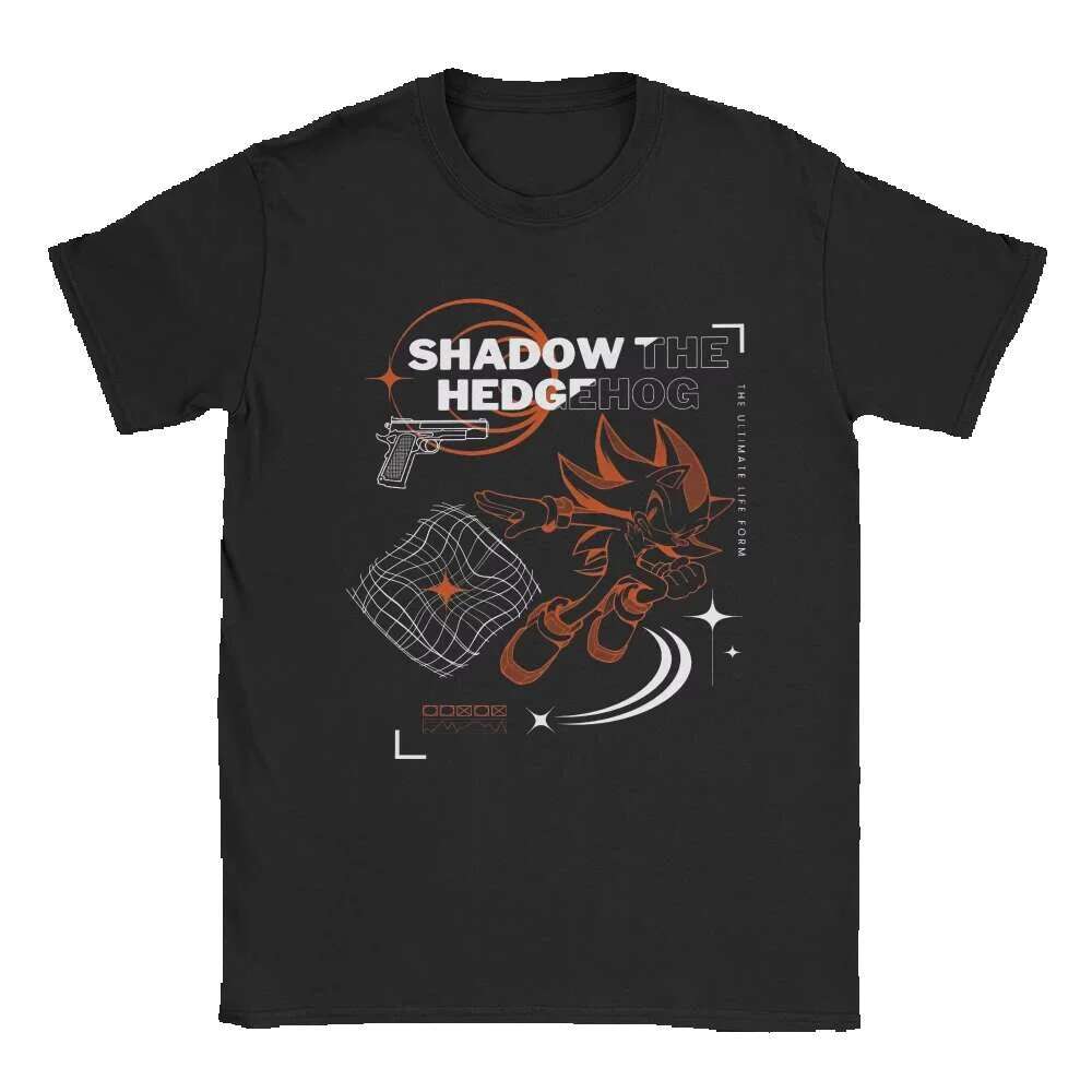 2025 men's and women's retro 90s shadow hedgehog fashionable summer T-shirt Y2K basic printed cotton blanket birthday gift