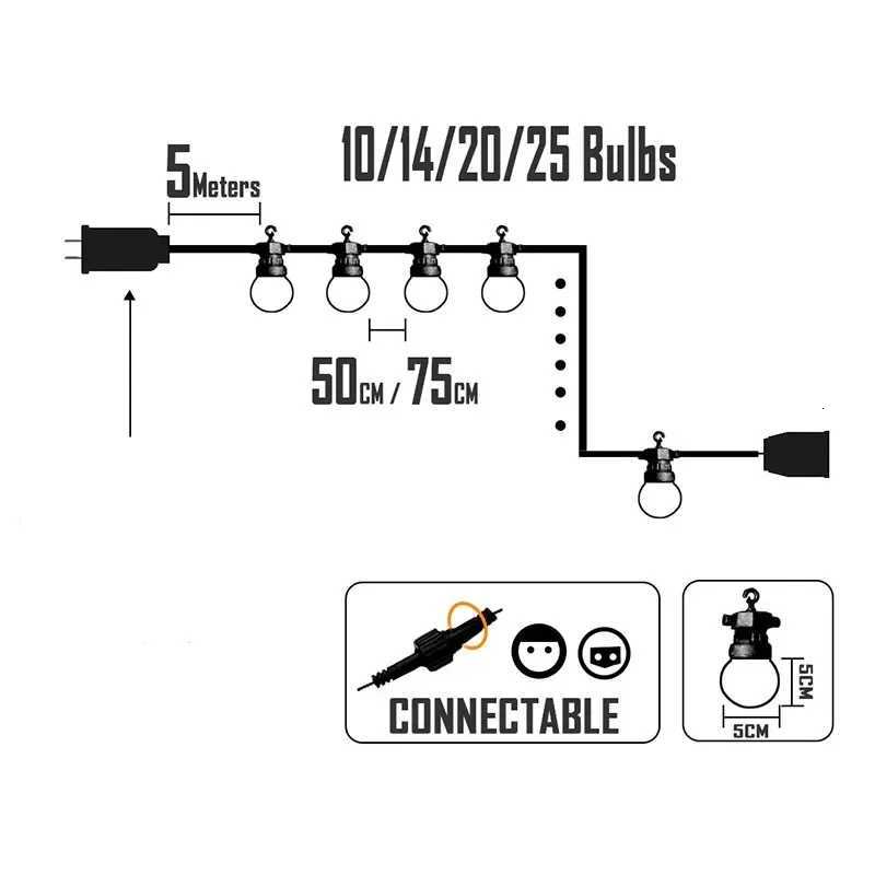 23M Patio String Light Bulbs G50 Milky Outdoor Camp Waterproof IP44 Lamp Christmas Garland Bulbs Garden Wedding Party LED Lights W251107
