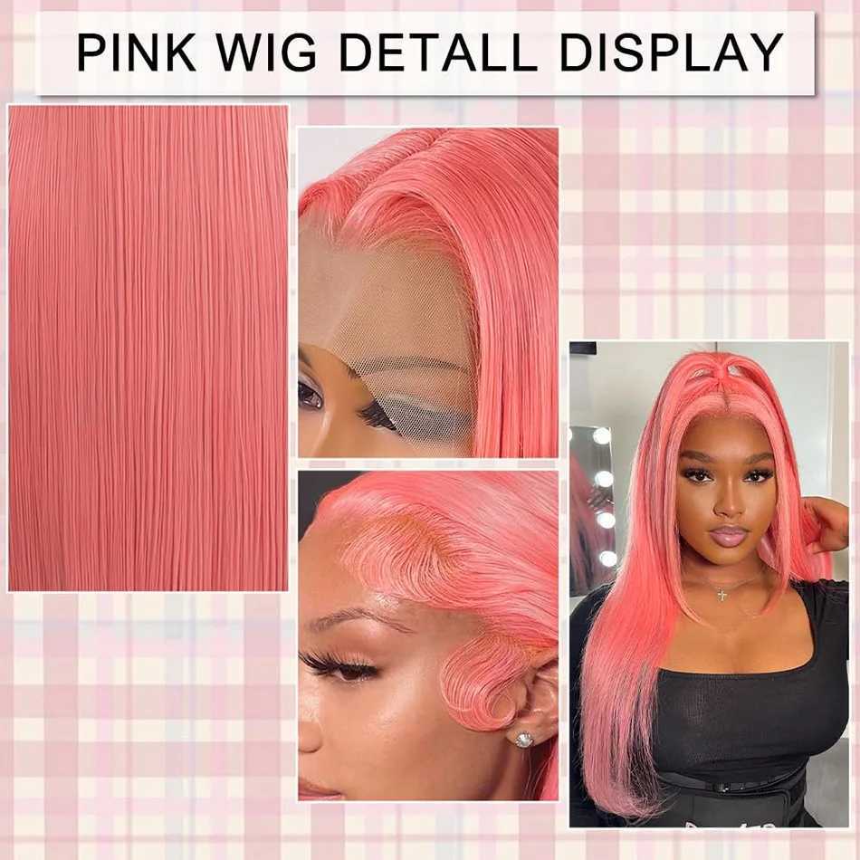 Pink Wigs Straight Human Hair Wigs 13X6 Hd Lace Frontal Wig 250 Density Body Wave Lace Front Wigs Colored Brazilian Hair 30 Inch W251107