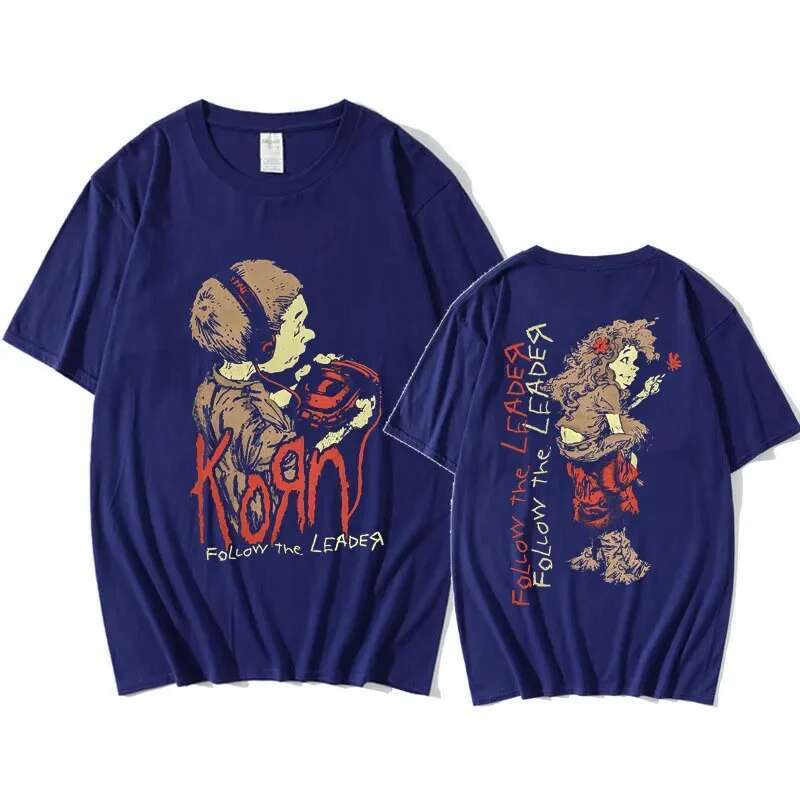 Korn Follow The Leader Walkman Shirt Men's Metal Gothic Rock Band T Shirts Unisex Clothing Fashion Vintage Oversized T-Shirt