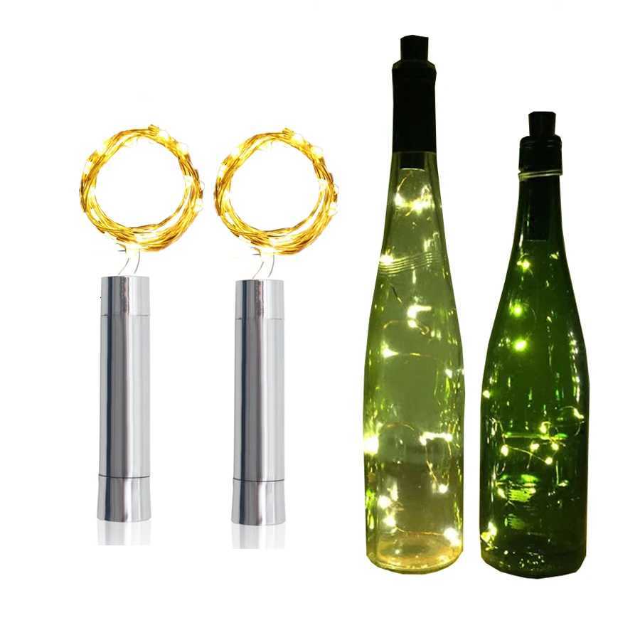 10PCS 20LED Sliver Wine Bottle Cork Light AA Battery Operated Fairy String Light Cork Bottle Light for DIY Christmas Party Decor W251107