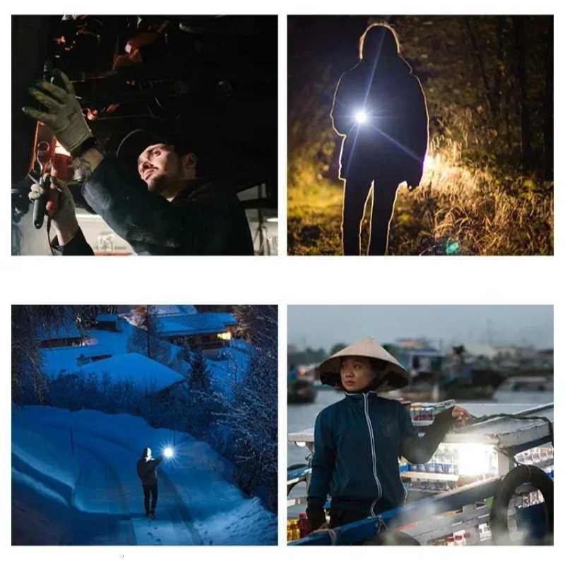 Portable LEDCOB Rechargeable Compact Telescopic Zoom Tactical Flashlight With Clip Outdoor Emergency ABS Torch WaterprootW251106