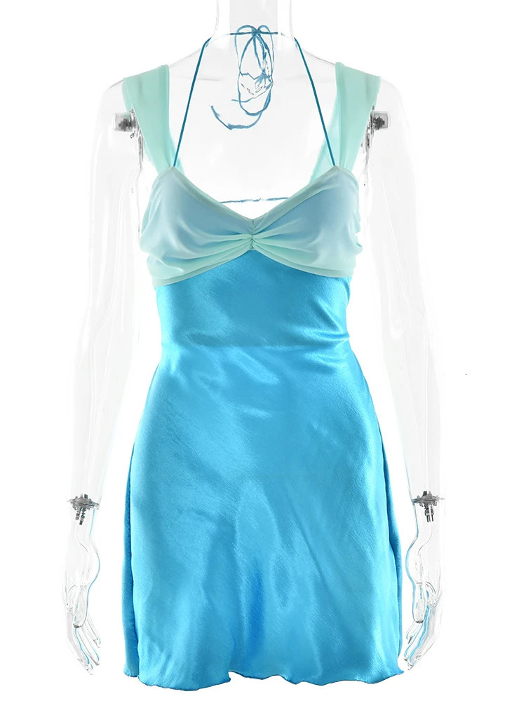 JULISSA MO decal satin sexy backless bandage womens dress red spaghetti strap mini dress spring ultra-thin vacation party beachwear 250402