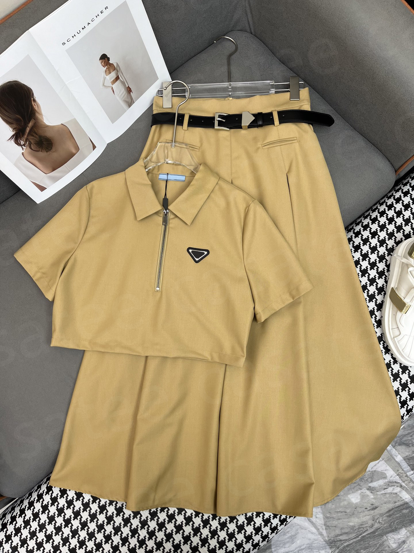 Designer Women Long Dresses Fashion Summer POLO Shirt Dress Fashion Short Sleeves Office Shirt set Waistband Dresses Luxury Dresses Set