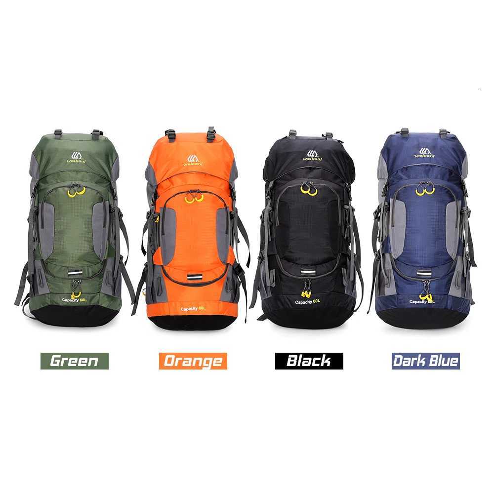 60L Waterproof Hiking Backpack Camping Mountain Climbing Cycling Backpack Outdoor Sport Bag with Rain Cover for TravelingXJ251106