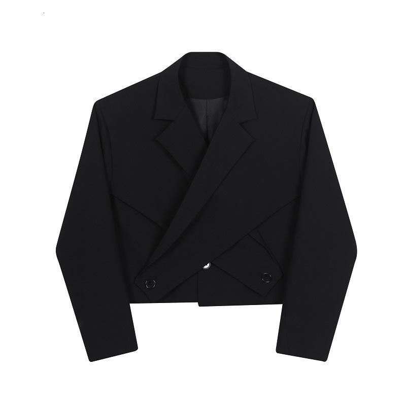 Fashion Well Fitting Tops Men Deconstruct Metal Buckle Suit Coat Casual Streetwear Cropped Long Sleeved Blazers 2025 250619