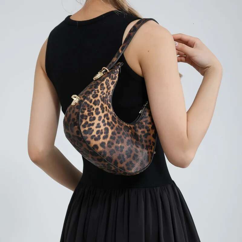 Style Underarm French For Women Brown Leopard Handbag Clutch Bag Female Vintage PU Leather Versatile Crossbody Bags