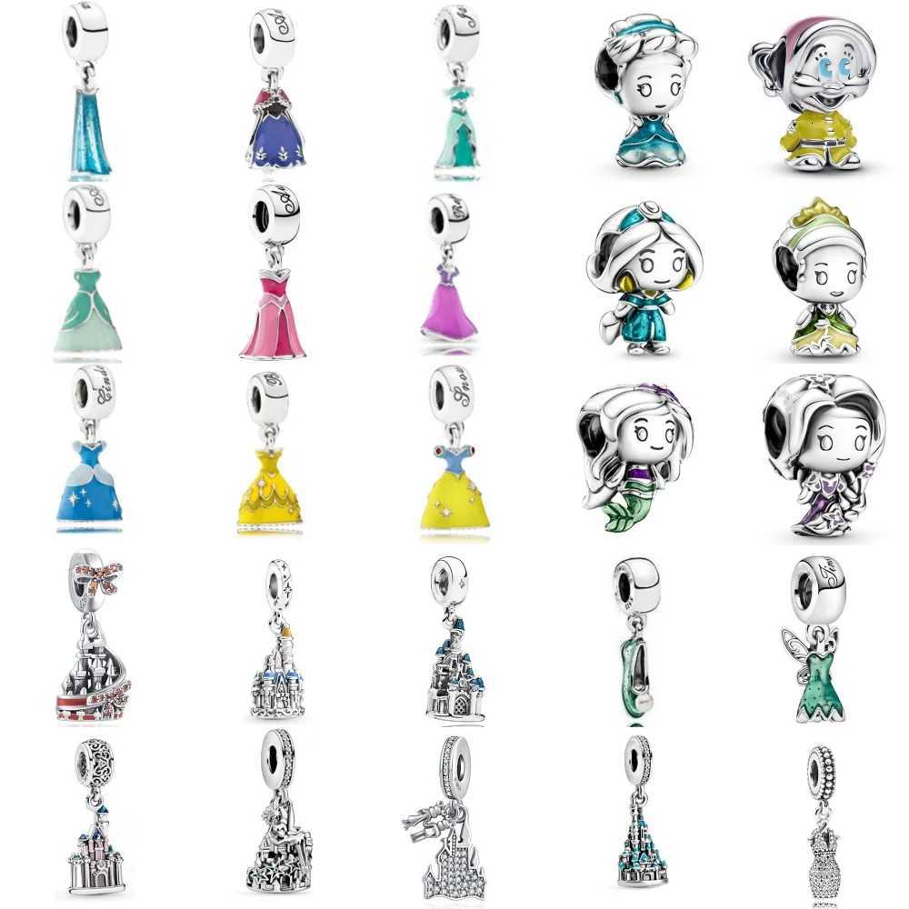 New 925 Silver Classic Princess Dress Castle Exquisite Charm Bead Pendant Suitable for Original Bracelets DIY Womens JewelryXJ251107