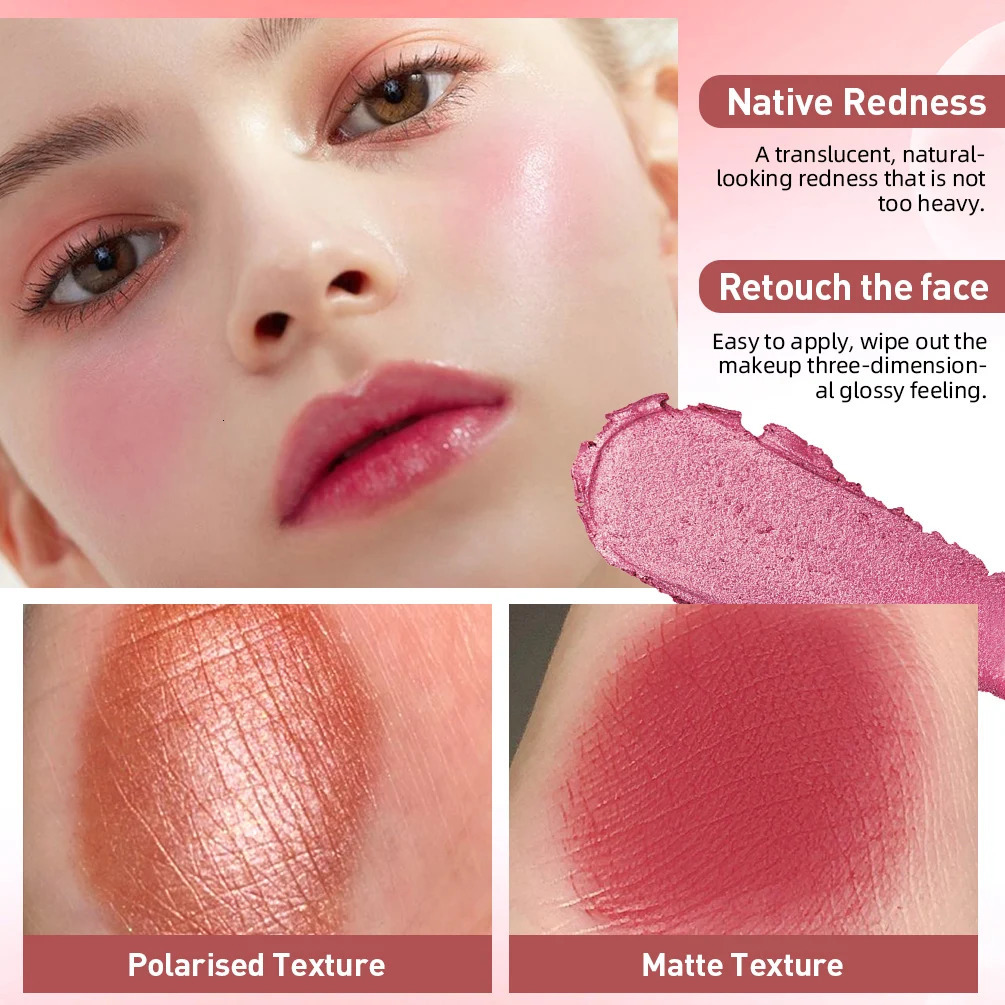 Cheek Bronzer Face Rouge Blusher Cream Natural High Color Rendering Brightening Skin Tone Durable Multifunctional powder blusher Stick 250325