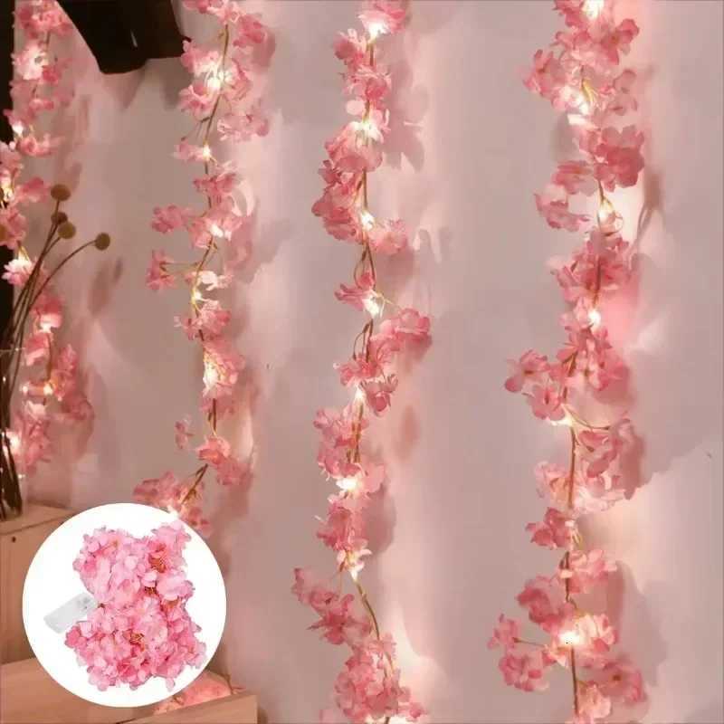 2M LED Cherry Blossom Wreath Bedroom Artificial Vine Decoration Fairy Light Wedding Proposal Valentines Day String Lights W251107