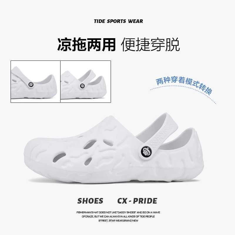 Mens Summer Slippers Thick soled Mens Clogs Sandals Hollow Breathable Flip Sandals Fashion Beach Slippers M250407