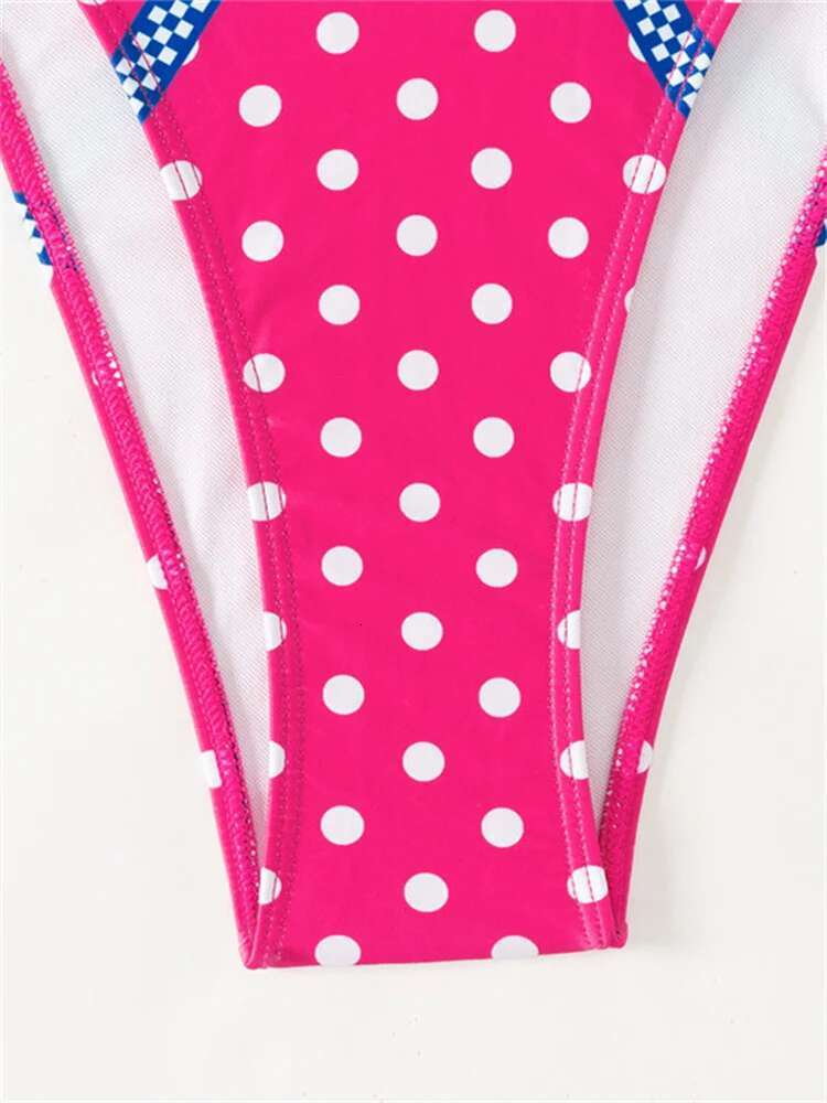 Dongdumaoyi Sexy Pink Dot Print Bikini Set Women Cute Ruffles Push Up Bra Tie Side Thong Swimsuit Beach Bathing Suit Micro Swimwear